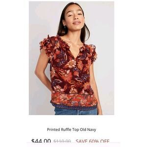 Sheer Old Navy Multi Gypsy Boho Peasant Flutter Sleeve Top Lined NEW WITH TAGS S